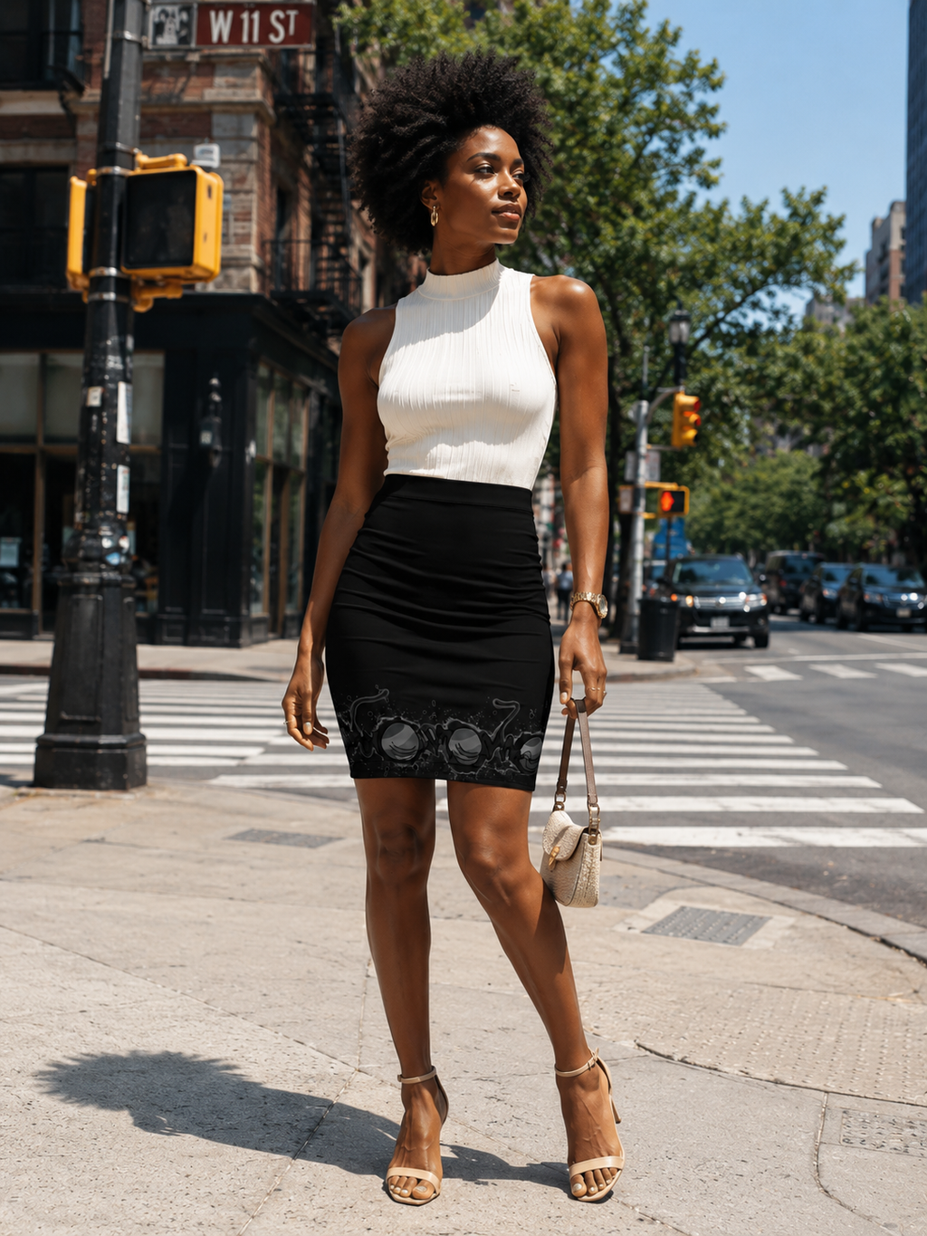 Oronku Gothic Black Pencil Skirt