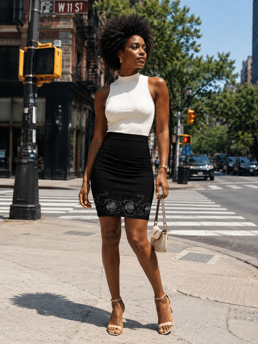 Oronku Gothic Black Pencil Skirt