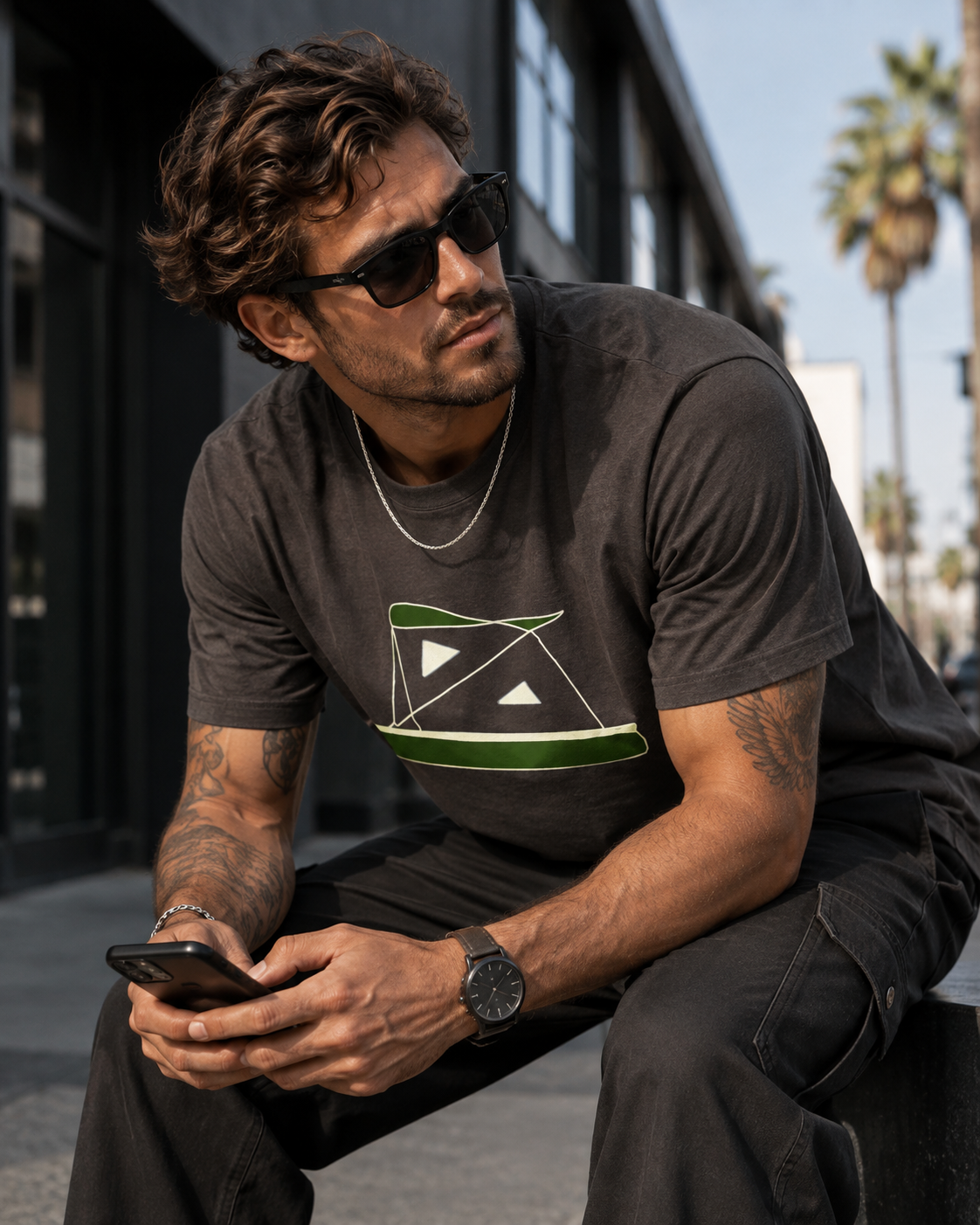 Oronku Geometric Sail Cotton T-Shirt