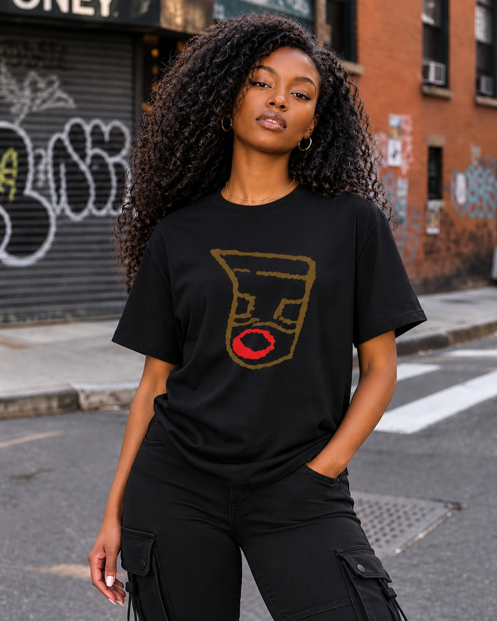 Oronku アースライン アブストラクト ウィメンズTシャツ